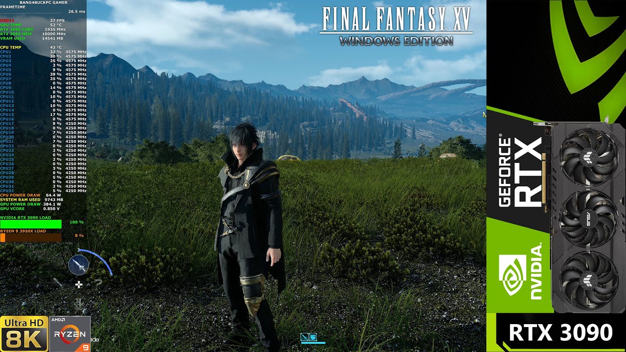 Final Fantasy XV HD Textures 8K DLSS | RTX 3090 | Ryzen 3950X OC