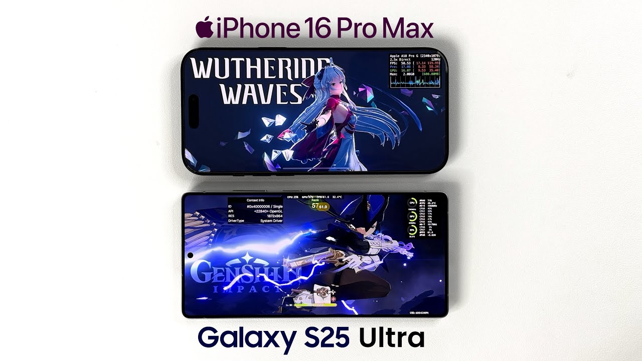 Galaxy S25 Ultra vs iPhone 16 Pro Max in Genshin Impact & Wuthering Waves | Gaming FPS Test.