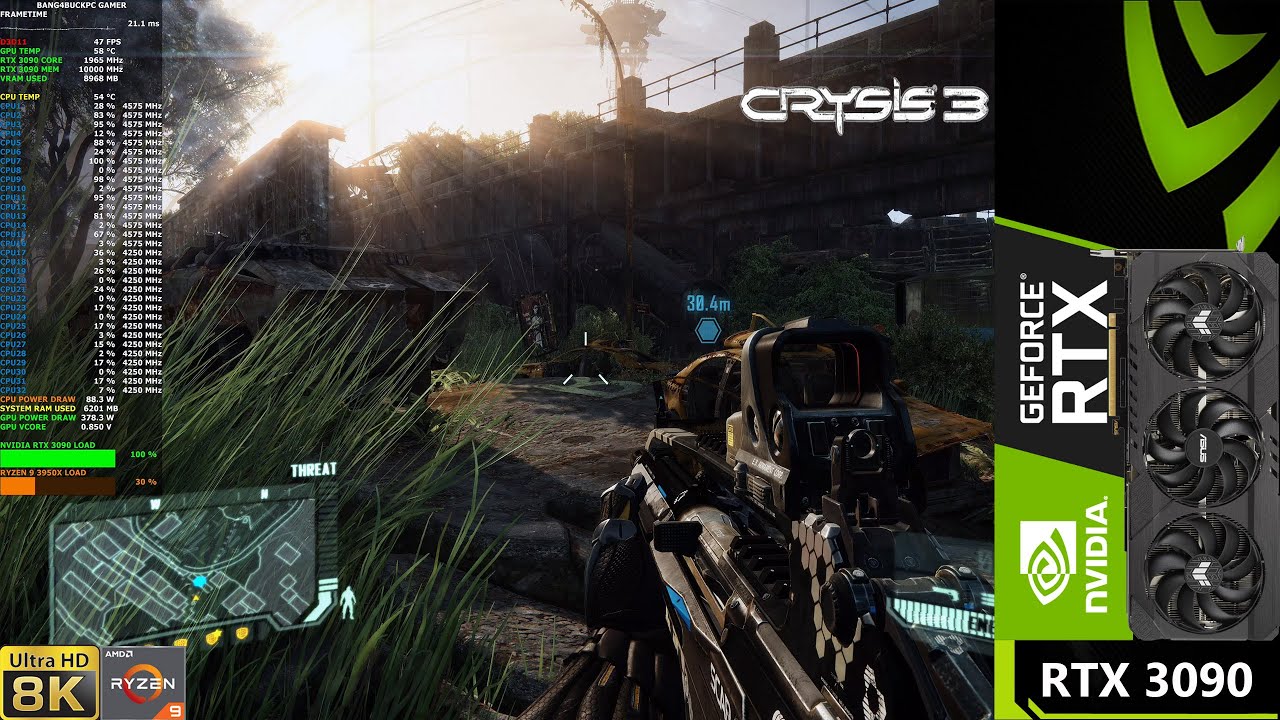 Crysis 3 High Settings 8K | RTX 3090 | Ryzen 3950X OC