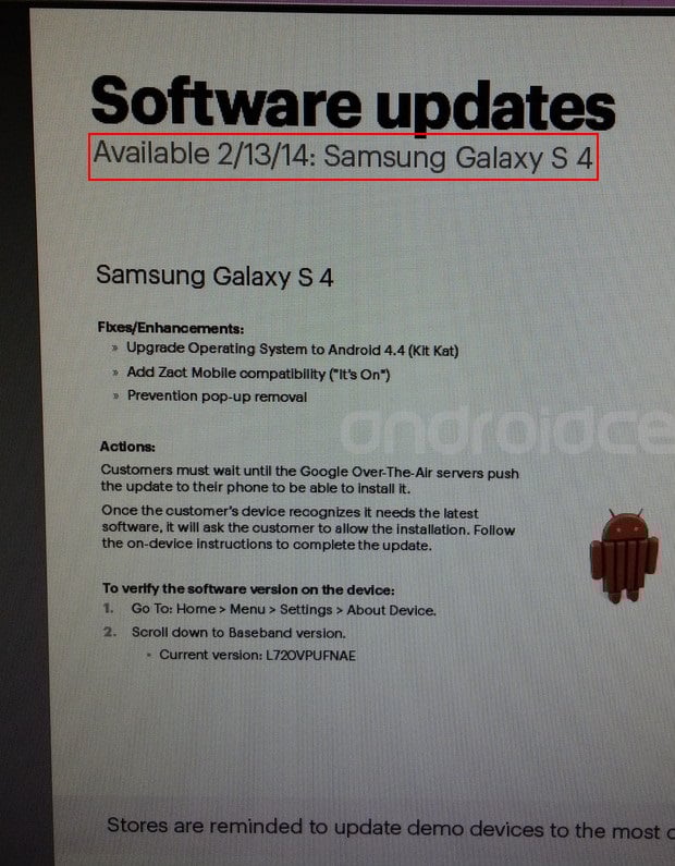 Atualização Android 4.4.2 KitKat está disponível para o Galaxy S4 atualização android 4.4.2 kitkat
