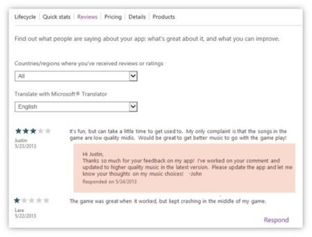 Windows Store: Desenvolvedores poderão responder os usuários Windows Store
