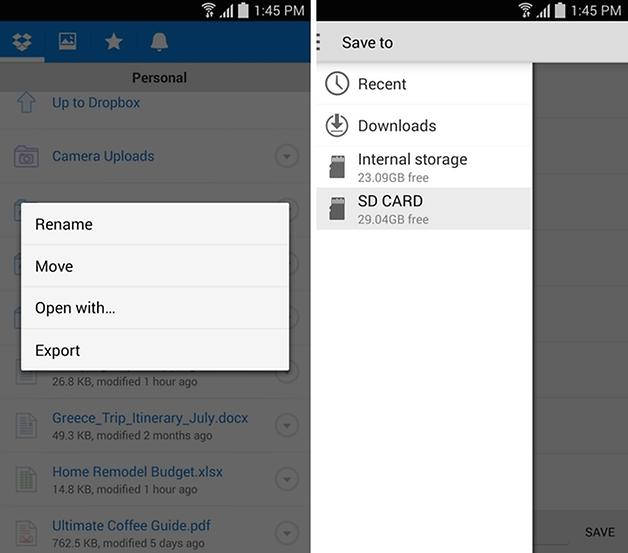 Dropbox: Atualização possibilita exportação para o cartãoSD Dropbox Download Blog