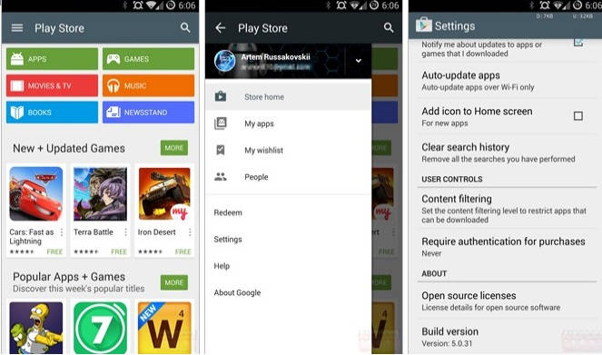 Google Play Store Atualização