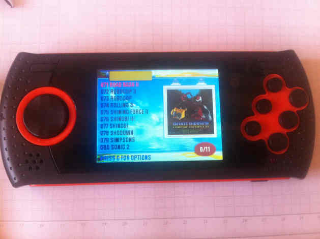 Mega Drive Portátil - Review Mega drive portatil, ligado com a lista de jogos (foto: mobile bit)