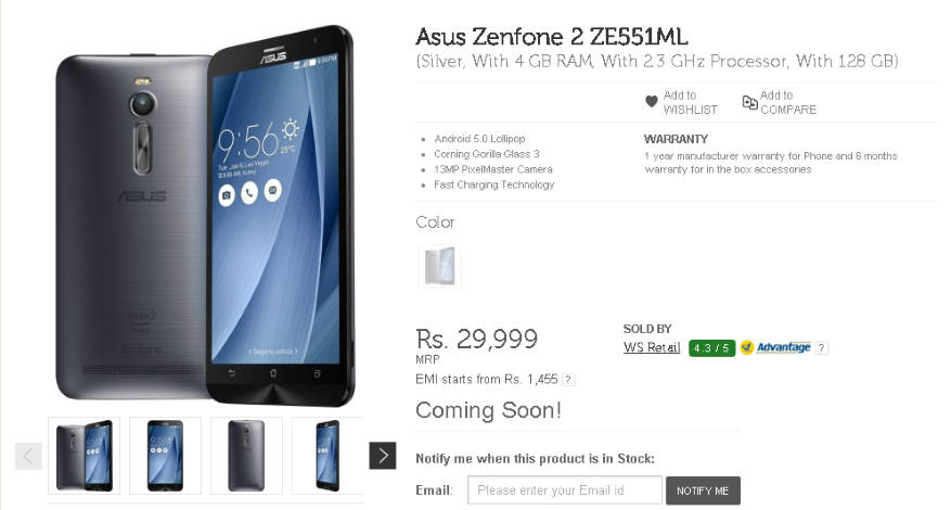 ASUS Zenfone 2 ganha versão de 128GB de armazenamento