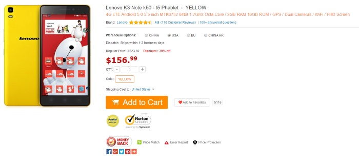 lenovo k3 note gearbest