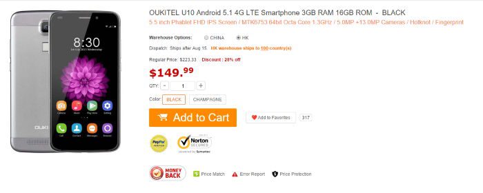 Oukitel U10 está com um valor promocional no GearBest