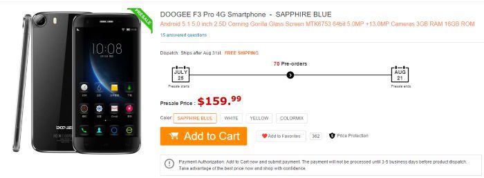 Doogee F3 Pro: Importe o smartphone na loja virtual GearBest