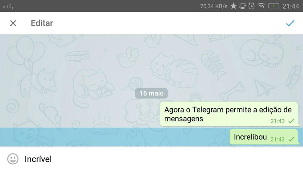 telegram edicao de mensagens
