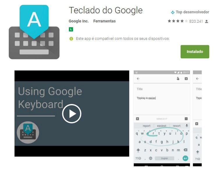 teclado do google android 7.0 nougat 2