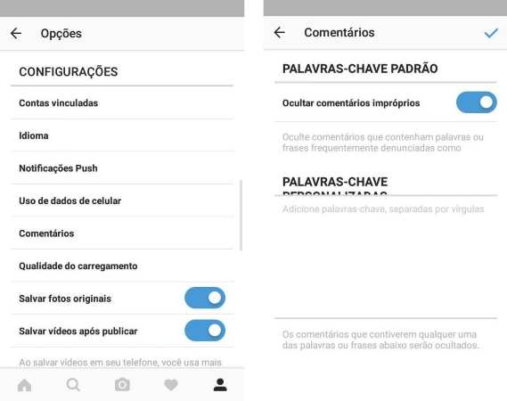 Após acessar as configurações, basta ir até o sub-menu comentários e fazer suas alterações. (Foto: Divulgação/Mobile Bit)