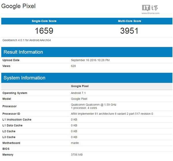 Google Pixel XL passa por teste de benchmark com Snapdragon 820 Pixel XL passa por teste de Benchmark com Snapdragon 820. (Foto: Divulgação/Ithome)