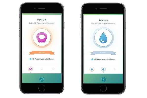 Pokémon GO: Niantic libera a atualização 0.43.3 e ela traz novidades ao game Essas são as medalhas de captura de 10 e 50 pokémons do mesmo tipo. (Foto: Divulgação/Niantic)