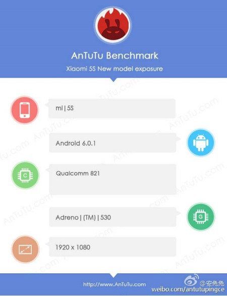 Xiaomi Mi 5S é flagrado em Benchmark da AnTuTu com Snapdragon 821 O novo Mi 5S foi flagrado no benchmark da AnTuTu. (Foto: Divulgação/AnTuTu)
