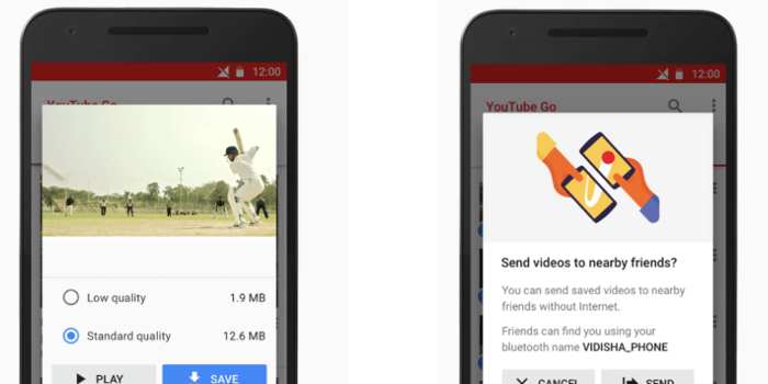O YouTube Go permitirá que o usuário selecione as especificações do vídeo e até o compartilhe por bluetooth. (Foto: Divulgação/9to5Mac)