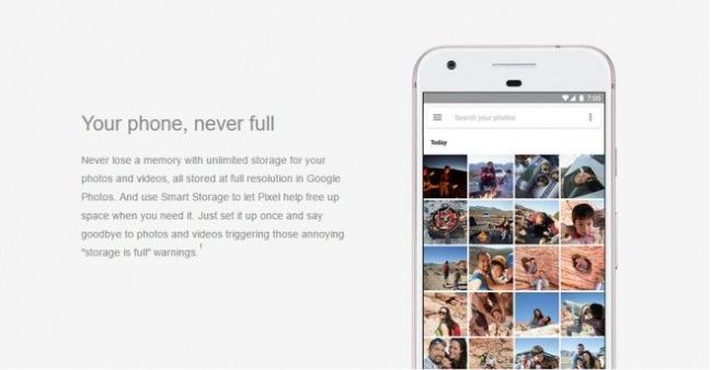 Google Pixel: Pouco antes de seu lançamento surge mais um grande vazamento Agora os usuários não terão que se preocupar com o armazenamento para fotos e vídeos. (Foto: Divulgação/Carphone Warehouse)
