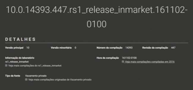 Windows 10 Mobile: Nova Build 14393.447 pode ser nova atualização cumulativa Build 14393.447 pode ser a próxima atualização cumulativa para o Windows 10 Mobile. (Foto: Divulgação/BuildFeed)