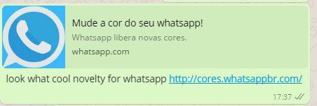 WhatsApp - Usuários são afetados pela falsa promessa de alterar a cor whatsapp golpe cores 3