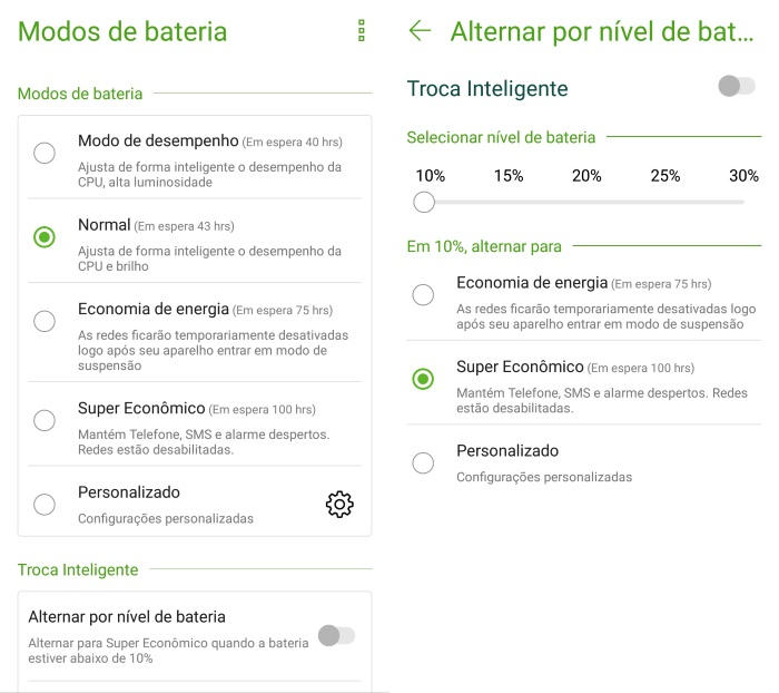 Zenfone 4 Modos de Bateria Zenfone 4 Modos de Bateria