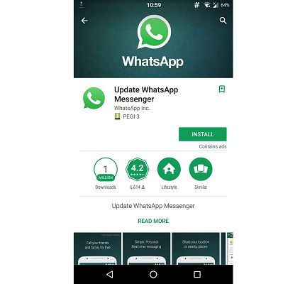 Falso WhatsApp teve mais de 1 milhão de downloads falso whatsapp play store