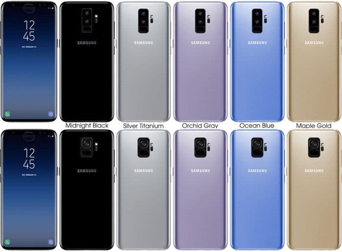 possiveis renderizacoes do galaxy s9 e do galaxy s9 plus