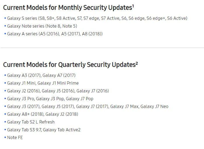 Cronograma de atualização Samsung Cronograma de atualização Samsung