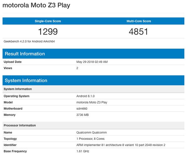 Moto Z3 Play passa por teste de benchmark com chipset Snapdragon 660 moto z3 play benchmark