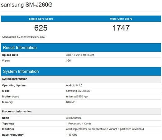 samsung android go galaxy j2 core