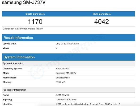 samsung galaxy j7 aero benchmark