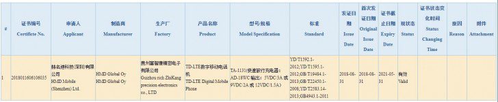 Nokia modelo TA-1131 passa por certificação na China nokia ta 1131 certificacao 3c
