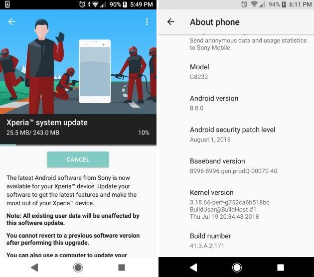 Xperia XZ e Xperia XZs update Xperia XZ e Xperia XZs update