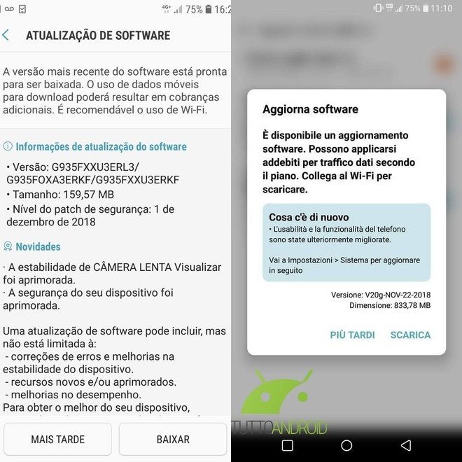 Galaxy S7, S7 Edge e LG G6 dezembro 2018 Galaxy S7, S7 Edge e LG G6 dezembro 2018
