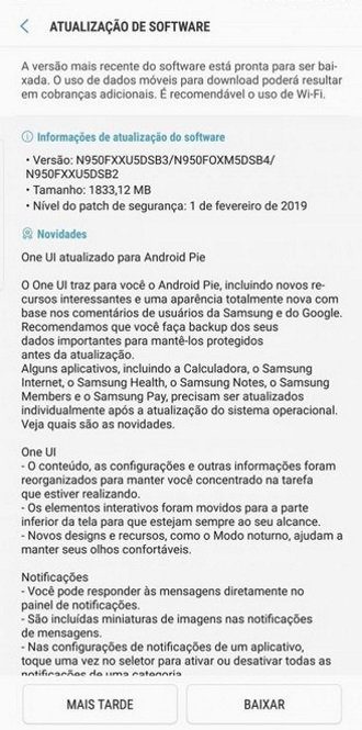 Galaxy Note 8 é atualizado oficialmente para o Android 9 Pie no Brasil android 9 pie no galaxy note 8 brasileiro
