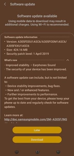Galaxy A30 recebe atualização de segurança de abril 2019 O Galaxy A30 começou a receber a atualização de segurança de abril 2019.