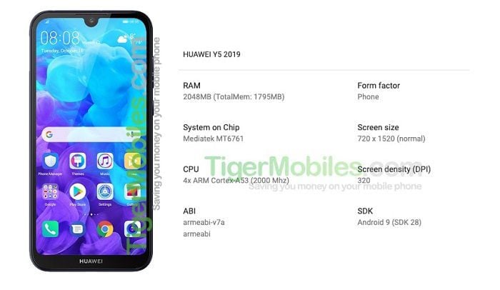 Huawei Y5 (2019) chegará com Android 9 Pie.