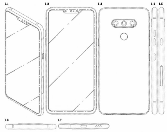 LG: Patente revela smartphone com câmera frontal tripla Esboços de um novo smartphone da LG com três câmeras frontais e sem entrada para fones de ouvido.