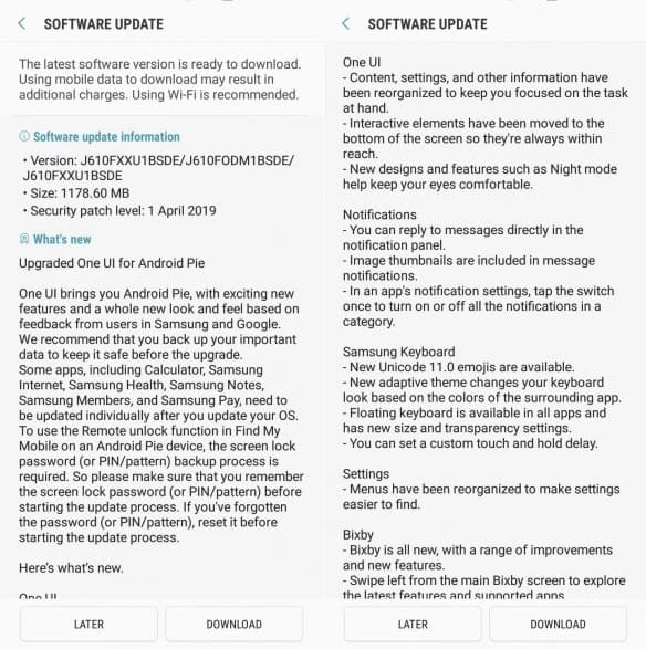 Samsung Galaxy J4 e J6 Plus recebem a atualização do Android 9 Pie android 9 pie atualizacao oficial j6 p lus