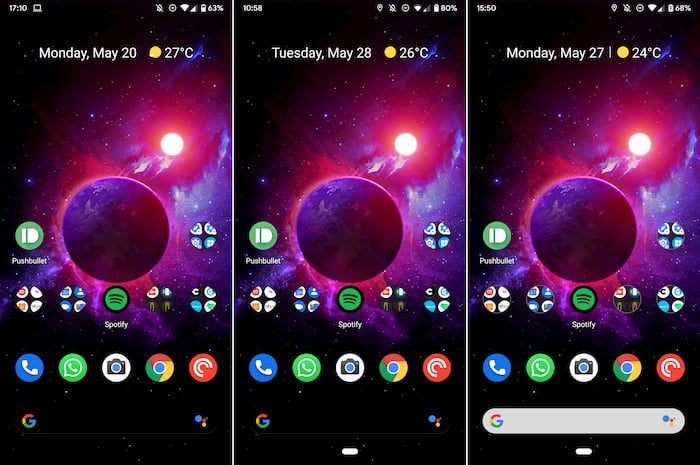 Android Q traz modo noturno alternativo ainda mais escuro Comparativo entre os modos noturnos do Android Q.