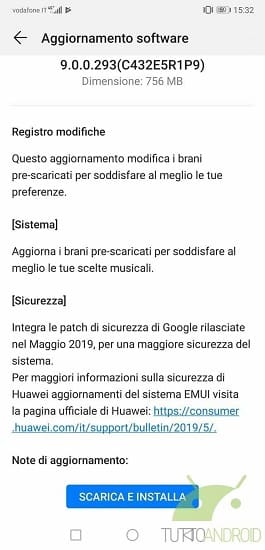 Huawei P20 e P20 Pro recebem o pacote de segurança de maio de 2019 Captura de tela da atualização de segurança de maio de 2019 para os Huawei P20 e P20 Pro.