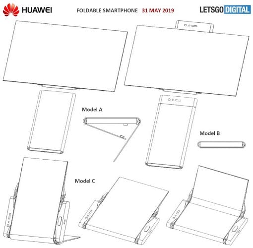 Huawei registra nova patente de smartphone dobrável.