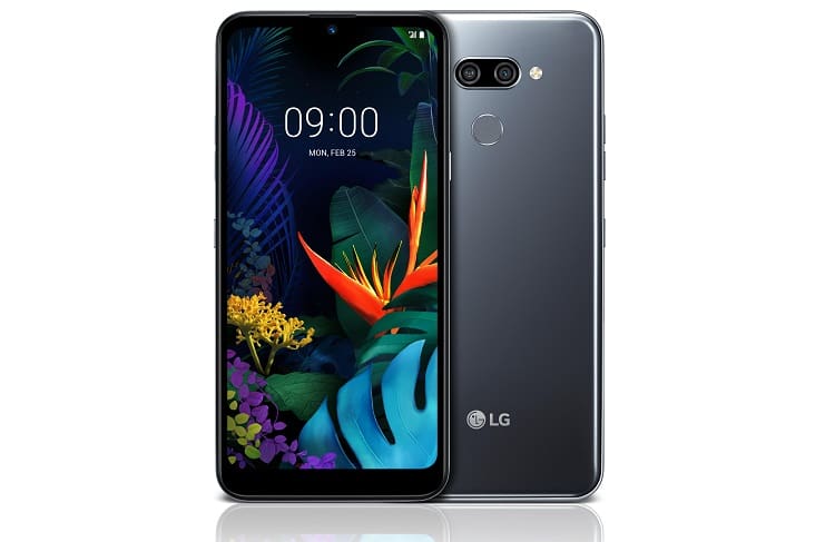 LG K50 na cor cinza.