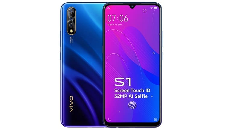 Vivo S1 é lançado com Helio P65 e novo design na Indonésia Vivo S1 modelo da Indonésia na cor azul.