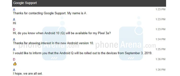 Android 10 tem data de lançamento para a linha Pixel revelada Print chat Android 10.