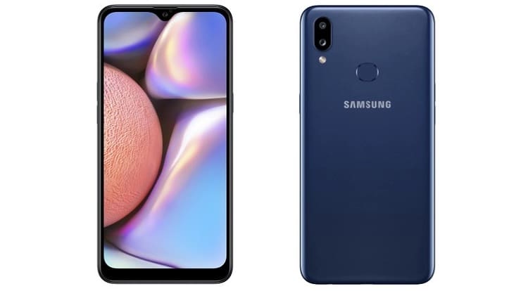 Galaxy A10s é oficializado com bateria de 4.000 mAh e câmera dupla Galaxy A10s na cor azul.