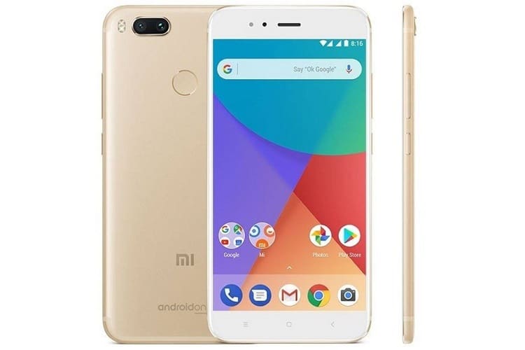 Xiaomi Mi A1 dourado.