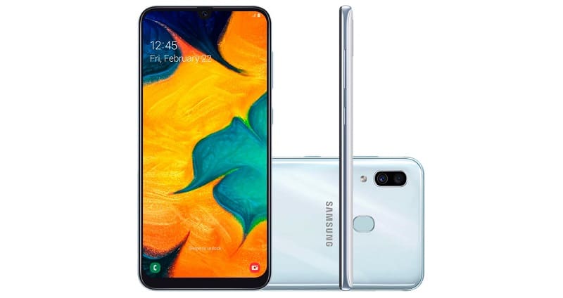 Galaxy A30 e A50 começam a receber pacote de segurança de outubro Galaxy A30 branco.