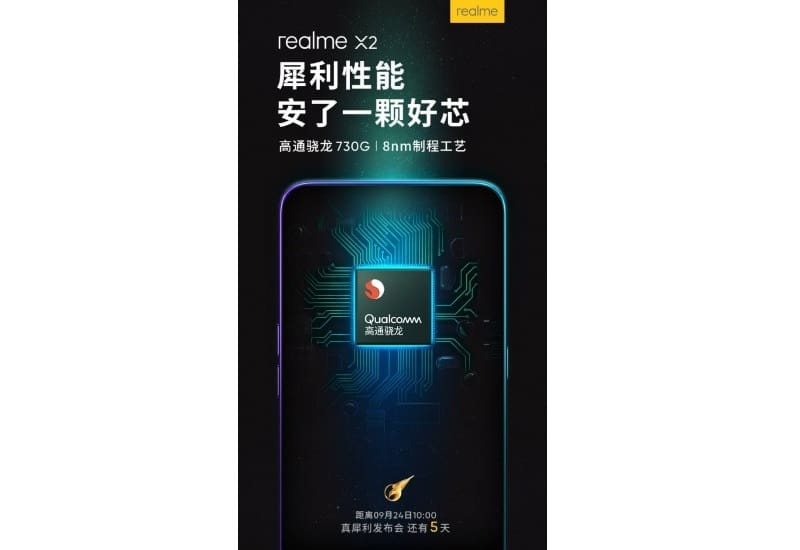Realme X2 tem design e chipset confirmados em novo teaser Novo teaser do Realme X2.