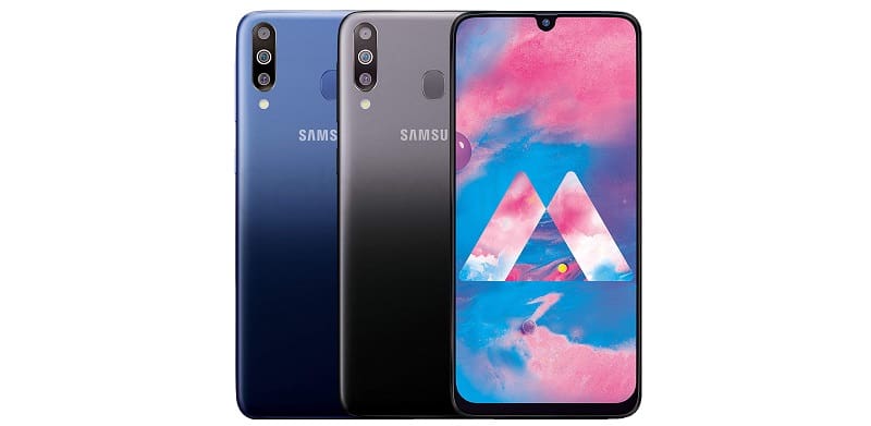 Galaxy M30 e Galaxy J6 recebem atualização de segurança de setembro Galaxy M30 nas cores preto e azul.