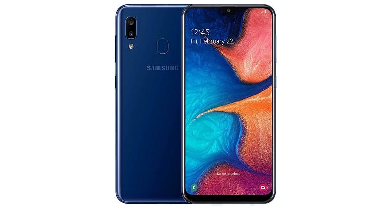 Galaxy A20e começa a receber o pacote de segurança de outubro de 2019 Galaxy A20e azul.