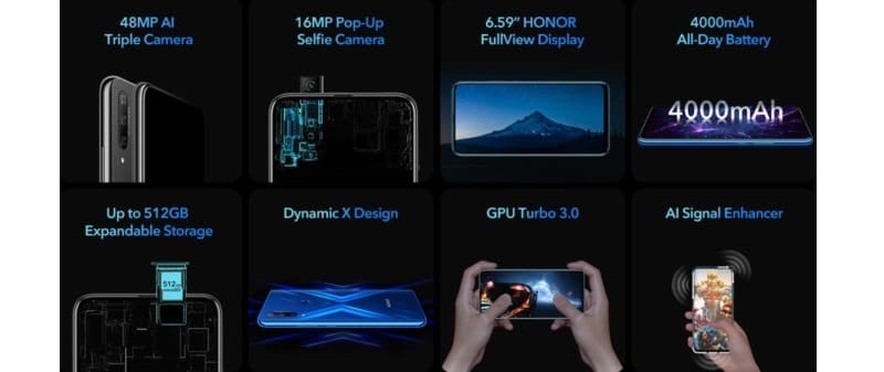 Honor 9X ganha versão internacional com Kirin 710F e Google Apps Lista de características técnicas do Honor 9X global com gravuras.